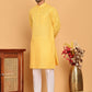 Men's Cotton Striped Kurta Pyjama Set ( JOKP P 5207 Yellow )