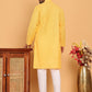 Men's Cotton Striped Kurta Pyjama Set ( JOKP P 5207 Yellow )