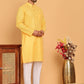 Men's Cotton Striped Kurta Pyjama Set ( JOKP P 5207 Yellow )