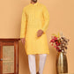 Men's Cotton Striped Kurta Pyjama Set ( JOKP P 5207 Yellow )