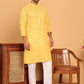 Men's Cotton Striped Kurta Pyjama Set ( JOKP P 5207 Yellow )