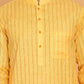 Men's Cotton Striped Kurta Pyjama Set ( JOKP P 5207 Yellow )
