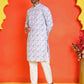 Sequin Embroidered Pure Cotton Kurta with Pyjamas ( JOKP P 5208 Blue )