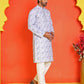 Sequin Embroidered Pure Cotton Kurta with Pyjamas ( JOKP P 5208 Blue )