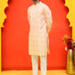 Sequin Embroidered Pure Cotton Kurta with Pyjamas ( JOKP P 5208 Orange ) [FF] [I-1-4]