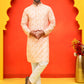 Sequin Embroidered Pure Cotton Kurta with Pyjamas ( JOKP P 5208 Orange ) [FF] [I-1-4]