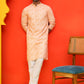 Sequin Embroidered Pure Cotton Kurta with Pyjamas ( JOKP P 5208 Orange ) [FF] [I-1-4]