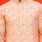 Sequin Embroidered Pure Cotton Kurta with Pyjamas ( JOKP P 5208 Orange ) [FF] [I-1-4]