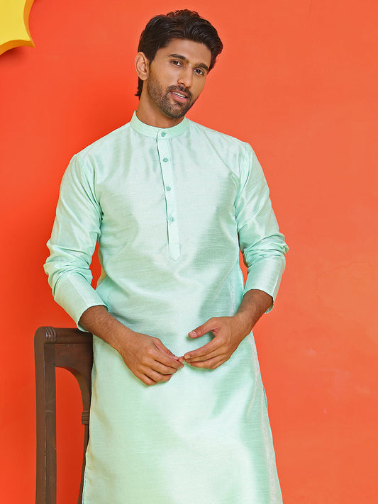 Solid Silk Kurta with Pyjamas ( JOKP P 5209 Green )