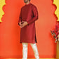 Solid Silk Kurta with Pyjamas ( JOKP P 5209 Maroon )
