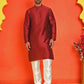 Solid Silk Kurta with Pyjamas ( JOKP P 5209 Maroon )