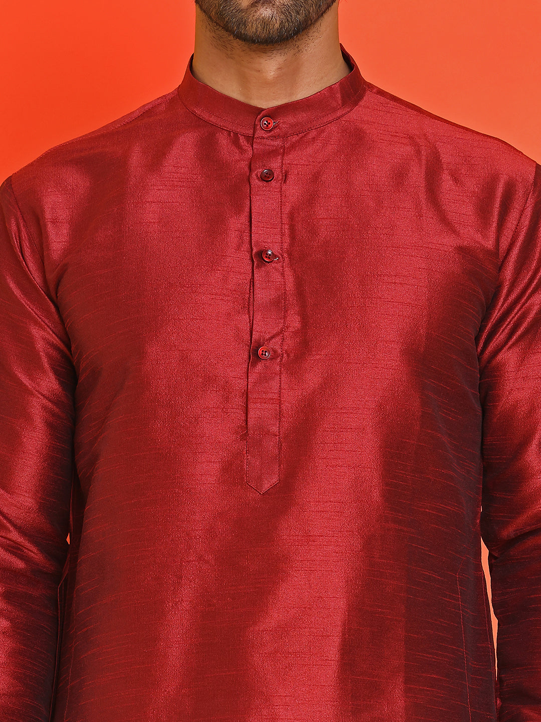 Solid Silk Kurta with Pyjamas ( JOKP P 5209 Maroon )