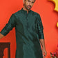 Solid Silk Kurta with Pyjamas ( JOKP P 5209 Olive )