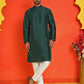 Solid Silk Kurta with Pyjamas ( JOKP P 5209 Olive )