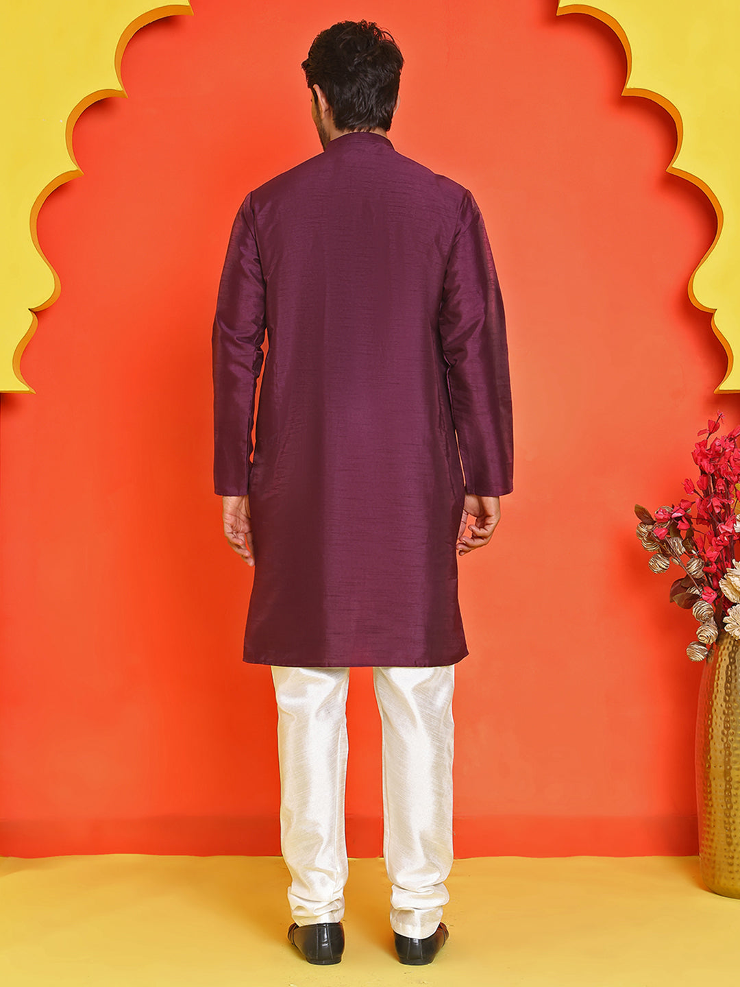 Solid Silk Kurta with Pyjamas ( JOKP P 5209 Purple )