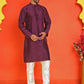 Solid Silk Kurta with Pyjamas ( JOKP P 5209 Purple )
