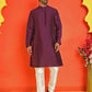 Solid Silk Kurta with Pyjamas ( JOKP P 5209 Purple )