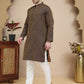 Jacquard Silk Straight Kurta Pyjama Set ( JOKP P 5211 Brown )