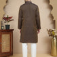 Jacquard Silk Straight Kurta Pyjama Set ( JOKP P 5211 Brown )