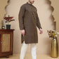 Jacquard Silk Straight Kurta Pyjama Set ( JOKP P 5211 Brown )