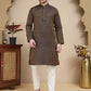 Jacquard Silk Straight Kurta Pyjama Set ( JOKP P 5211 Brown )