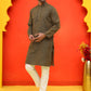 Jacquard Silk Straight Kurta Pyjama Set ( JOKP P 5211 Olive ) [FF] [K-4]