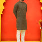 Jacquard Silk Straight Kurta Pyjama Set ( JOKP P 5211 Olive ) [FF] [K-4]