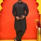 Men's Solid Pathani Kurta with Salwar ( JOKP P 5212 Black )