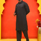 Men's Solid Pathani Kurta with Salwar ( JOKP P 5212 Black )
