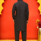 Men's Solid Pathani Kurta with Salwar ( JOKP P 5212 Black )