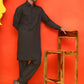 Men's Solid Pathani Kurta with Salwar ( JOKP P 5212 Black )