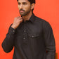 Men's Solid Pathani Kurta with Salwar ( JOKP P 5212 Black )