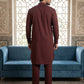 Men's Solid Pathani Kurta with Salwar ( JOKP 5212Maroon S ) [FF] [O-15-16]