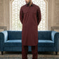 Men's Solid Pathani Kurta with Salwar ( JOKP 5212Maroon S ) [FF] [O-15-16]