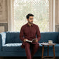 Men's Solid Pathani Kurta with Salwar ( JOKP 5212Maroon S ) [FF] [O-15-16]