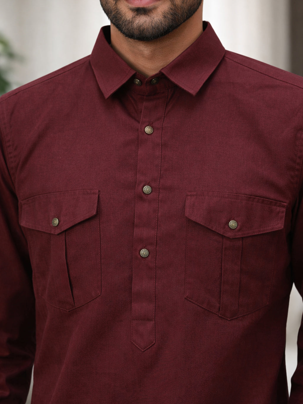 Men's Solid Pathani Kurta with Salwar ( JOKP 5212Maroon S ) [FF] [O-15-16]