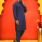 Men's Solid Pathani Kurta with Salwar ( JOKP P 5212 Navy )