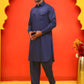 Men's Solid Pathani Kurta with Salwar ( JOKP P 5212 Navy )