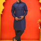 Men's Solid Pathani Kurta with Salwar ( JOKP P 5212 Navy )
