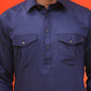 Men's Solid Pathani Kurta with Salwar ( JOKP P 5212 Navy )