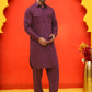 Men's Solid Pathani Kurta with Salwar ( JOKP P 5212 Purple )