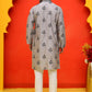 Chikankari Embroidered Kurta Pyjama For Men ( JOKP P 5213 Grey )