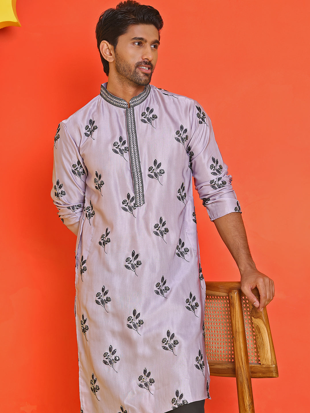 Chikankari Embroidered Kurta Pyjama For Men ( JOKP B-P 5213 Purple )