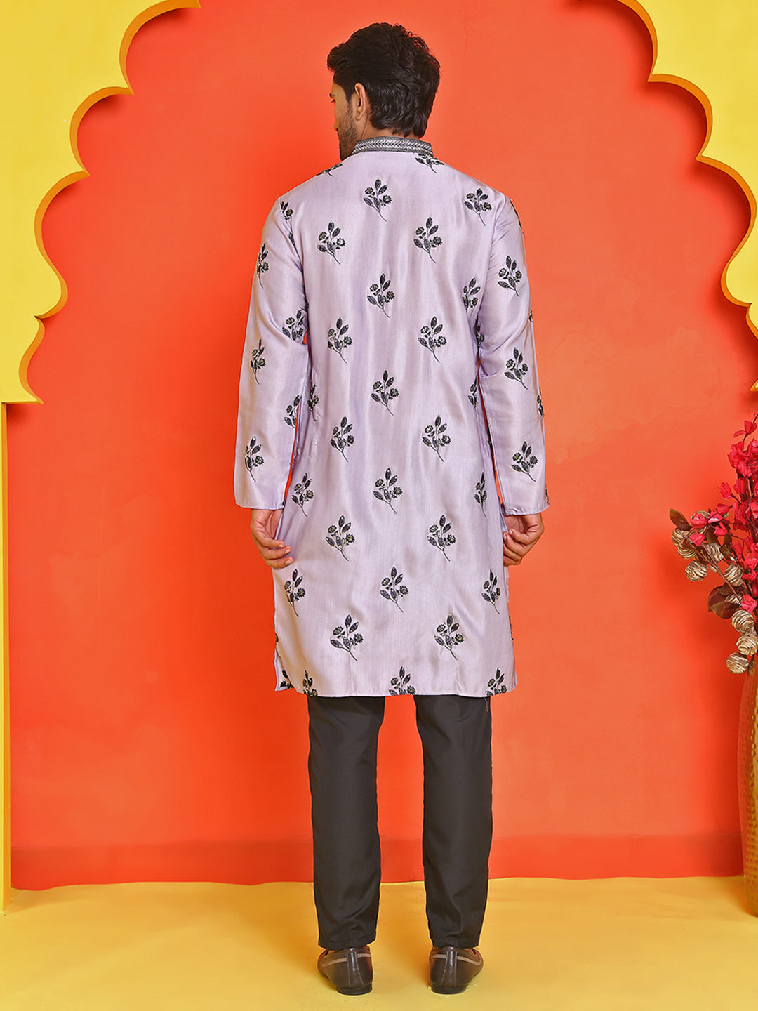 Chikankari Embroidered Kurta Pyjama For Men ( JOKP B-P 5213 Purple )