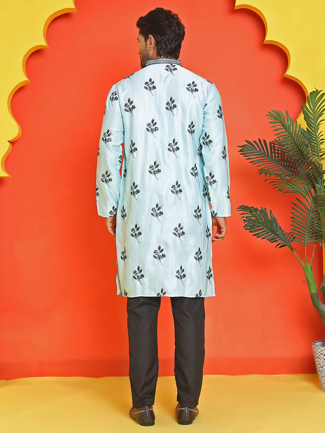 Chikankari Embroidered Kurta Pyjama For Men ( JOKP B-P 5213 Sky )