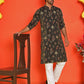 Printed Silk Blend Straight Kurta Set ( JOKP P 5218 Black )