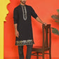 Embroidered Chikankari Kurta Pyjama For Men ( JOKP B-P 5219 Black )