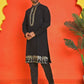 Embroidered Chikankari Kurta Pyjama For Men ( JOKP B-P 5219 Black )