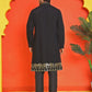 Embroidered Chikankari Kurta Pyjama For Men ( JOKP B-P 5219 Black )