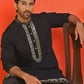 Embroidered Chikankari Kurta Pyjama For Men ( JOKP B-P 5219 Black )